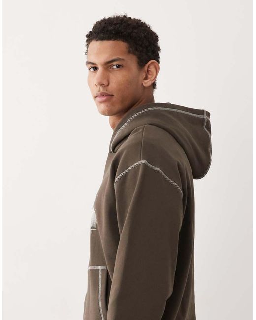 HUGO Gray Nothalium Graphic Chest Print Logo Hoodie for men