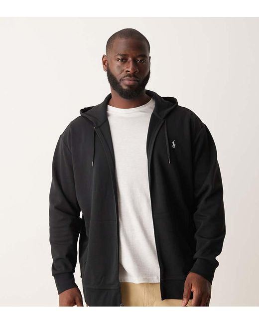 Polo Ralph Lauren Black Big & Tall Icon Logo Double Knit Full Zip Hoodie for men