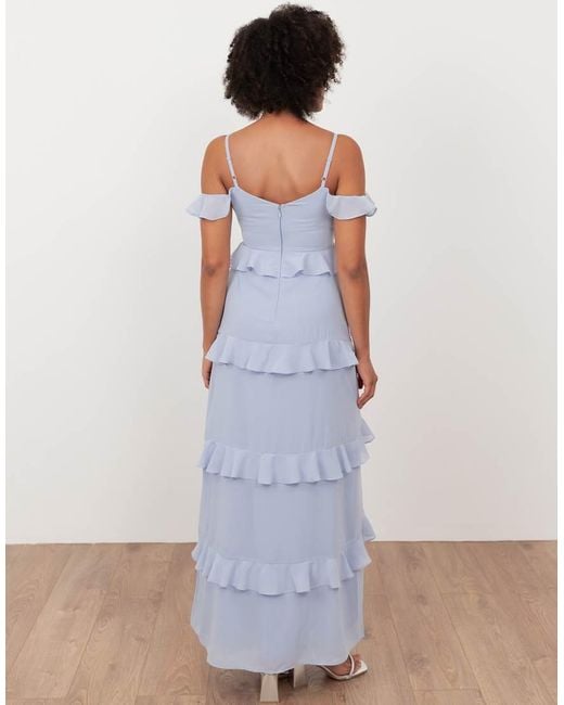 Maya White Floral Embroidery Cold Shoulder Maxi Dress