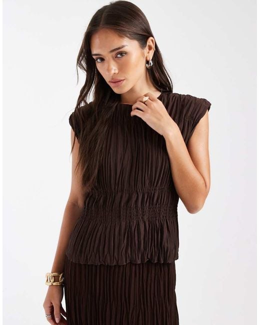 French Connection Black Ruched Detail Pleated Sleeveless Top Co-ord
