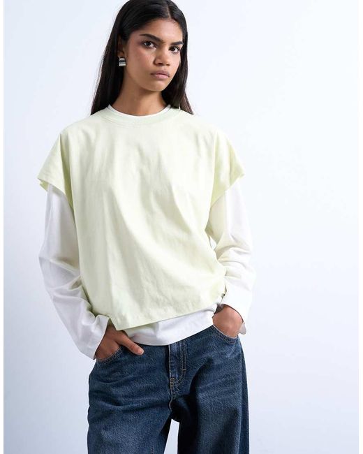 TOPSHOP White Double Layer Skater Tee