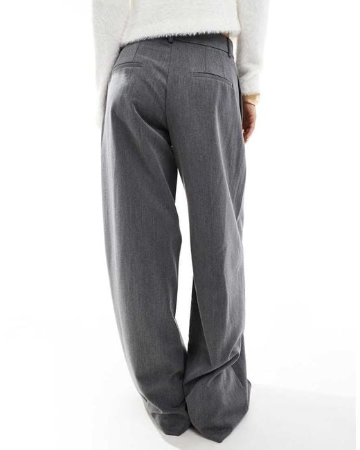 Stradivarius Blue Str Tailored Pleated Wide Low Waist Trouser