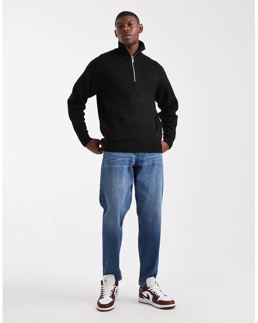 Pull duveteux à col zippé Jack & Jones pour homme en coloris Black