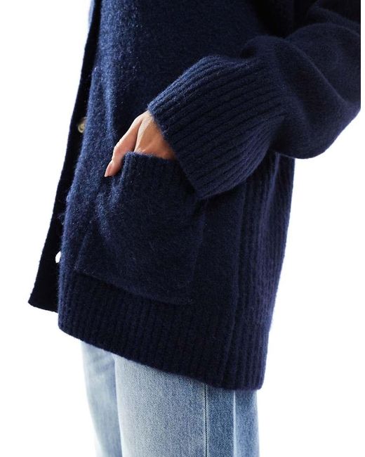 ASOS Blue Fisherman Rib Boyfriend Cardigan