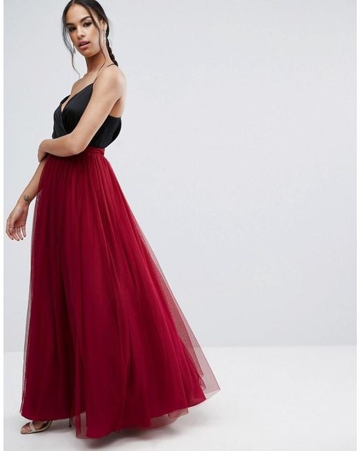 ASOS Red Tulle Maxi Prom Skirt