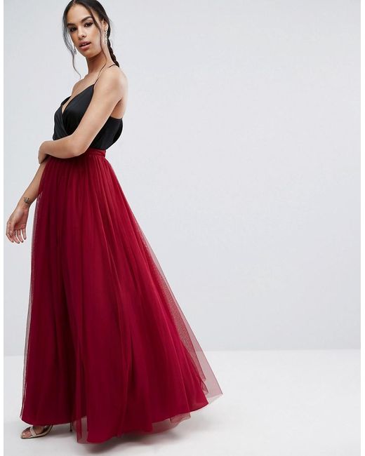 ASOS Red Tulle Maxi Prom Skirt