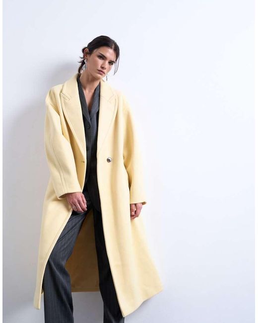 TOPSHOP White Ovoid Sleeve Double Breasted Longline Formal Coat