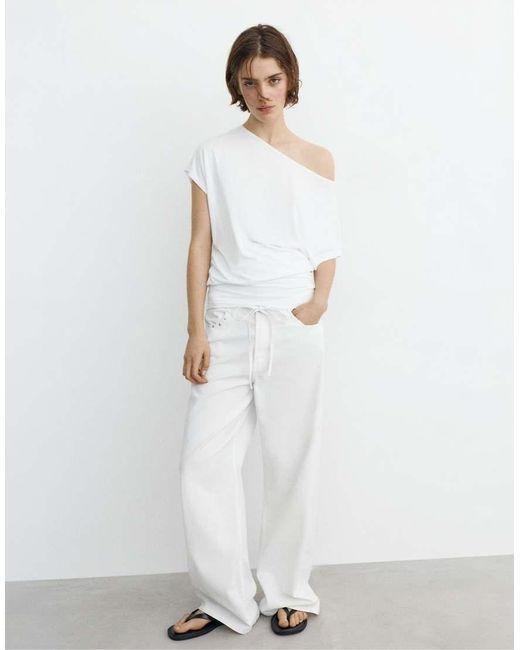 Pull&Bear White Short Asymmetric Dress