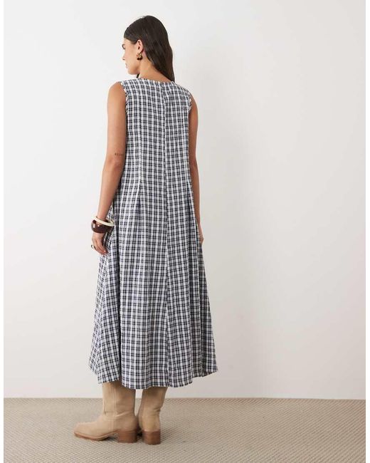 Daisy Street Blue Tie Front Chuck On Smock Maxi Dress