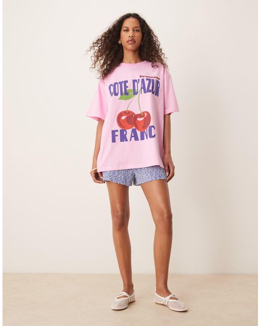 ASOS Pink Oversized T-shirt With Cherry Graphic