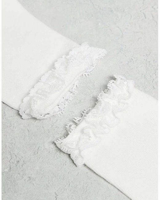 ASOS White 2 Pack Frill Top Ankle Socks