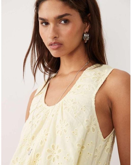 BRONZE SNAKE Natural Samira Scoop Neck Broderie Smock Dress