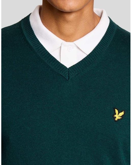 Lyle & Scott Green Mid Knits Golf 1874 V Neck Pullover for men