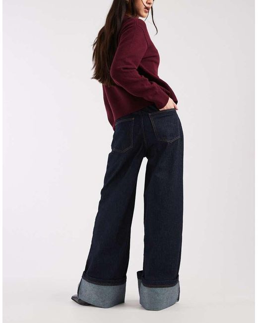 ASOS Blue Cuffed Pleated Jeans