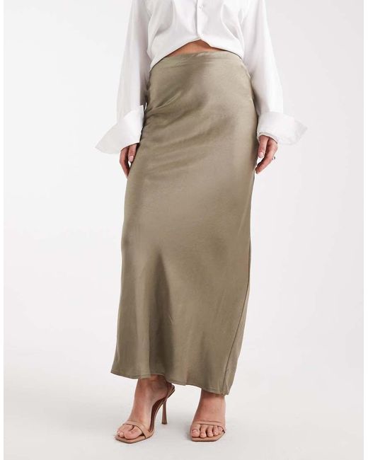 4th & Reckless White Satin Column Maxi Skirt