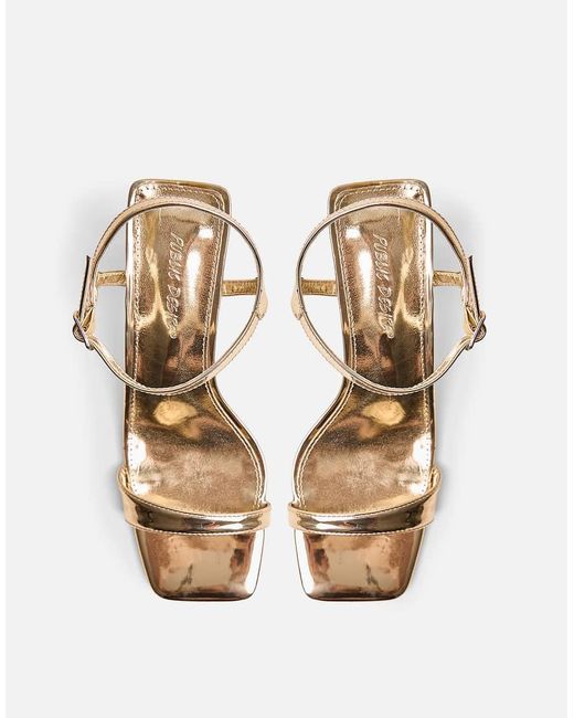 Public Desire Natural Maryse Pu Barely There Mid Block Heels