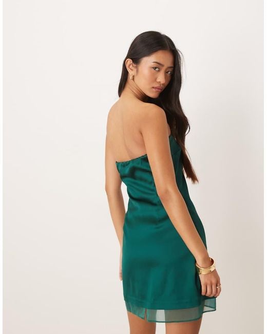 Abercrombie & Fitch Blue Bandeau Satin A Line Mini Dress