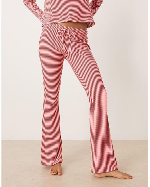 Hollister Pink Gilly Hicks Mid Rise Flare Cosy Waffle Trousers Co-Ord
