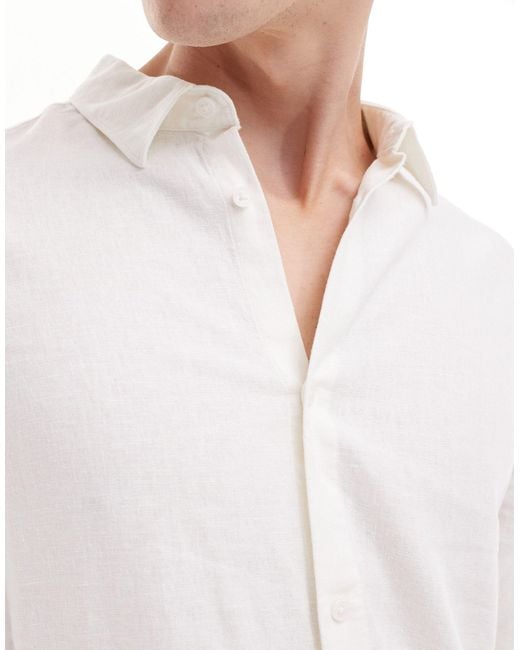 Weekday White Relaxed Fit Linen Blend Shirt for men