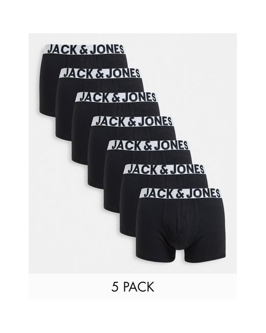 Jack & Jones 7 Pack Trunks With Bold Waistbands in Black for Men - Lyst
