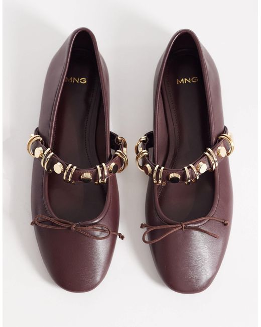 Mango Red Ballet Pump With Embellished Strap