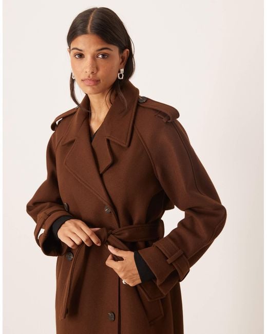 Trench-coat laine épaisse - marron chocolat Vila en coloris Brown