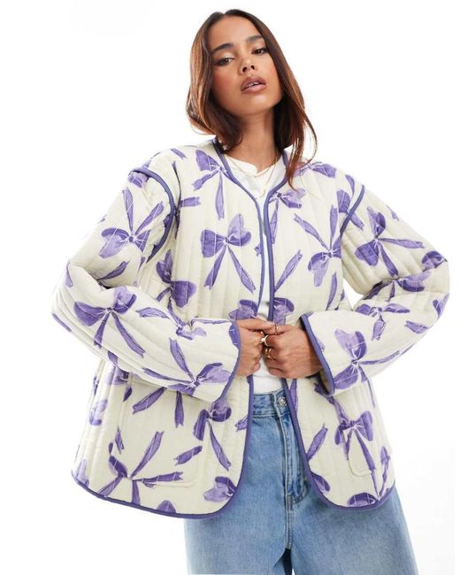 ASOS Blue Cotton Quilted Jacket