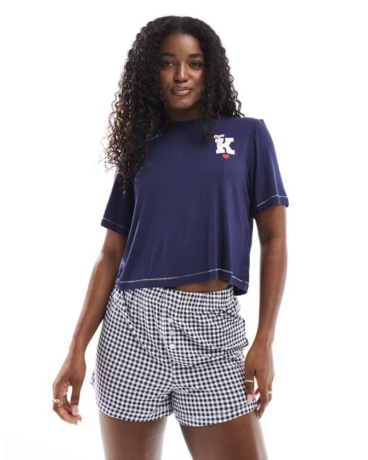 Cotton On Blue Cotton On So Soft Sleeve Jersey Sleep Set With Kewpie Graphic