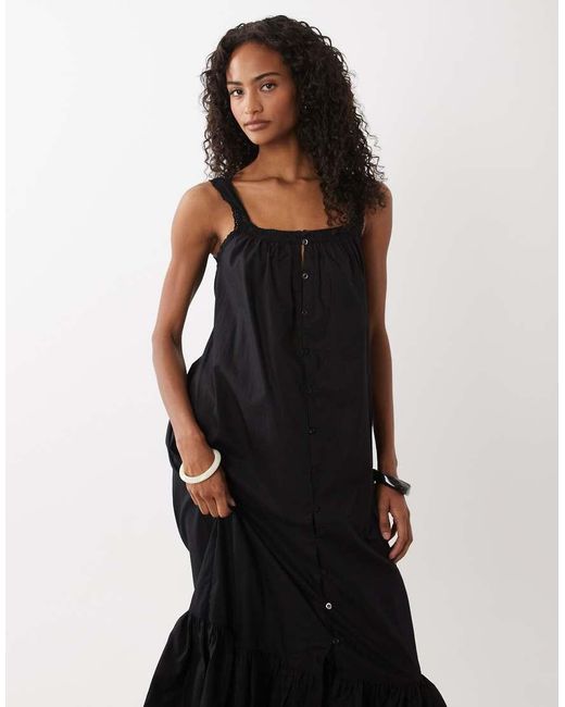 Motel Black Veraux Poplin Maxi Dress