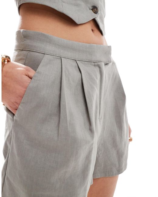 Bershka Gray Linen Shorts Co-ord