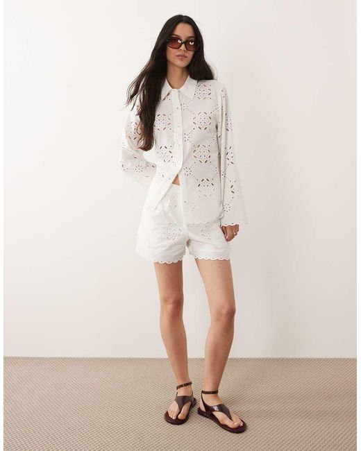River Island Natural Cutwork Poplin Shirt