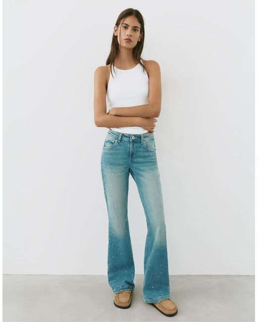 Pull&Bear Jeans Met Bootcut En Strass in het Blue
