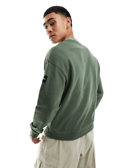 Calvin Klein Green Running Logo Comfort Sweatshirt for men