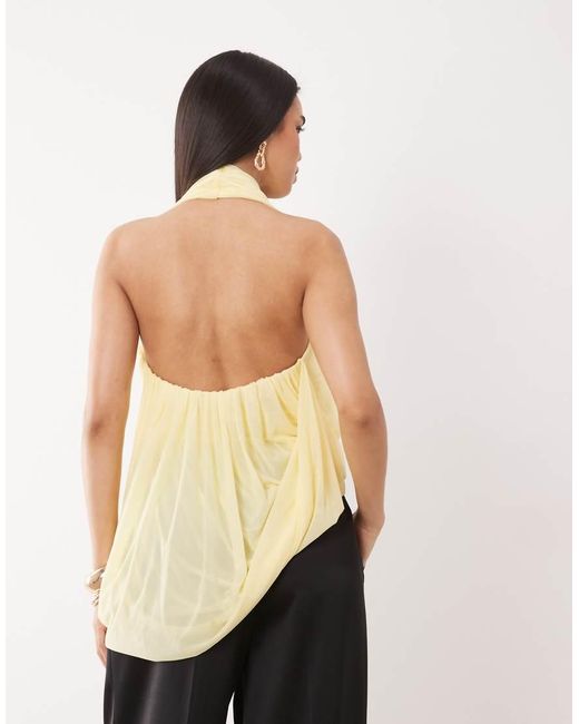ASOS Natural Stretch Chiffon Halter Draped Top