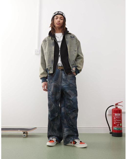 Aape By A Bathing Ape – lockere jeans mit jacquard-muster und waschung in Blue für Herren