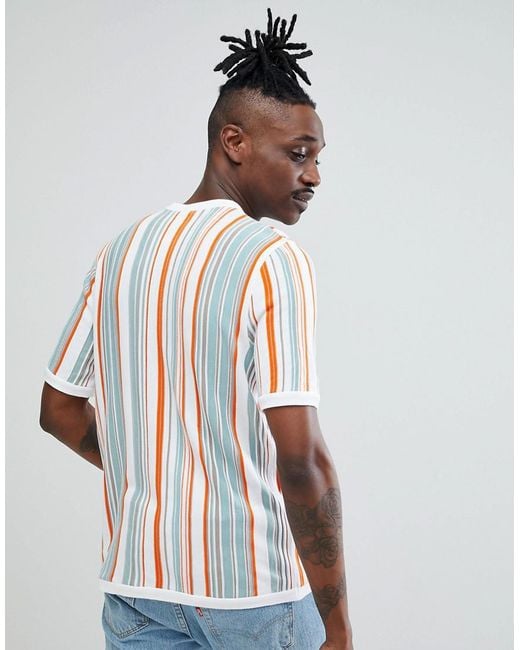 T shirt en maille avec rayures verticales ASOS pour homme Lyst