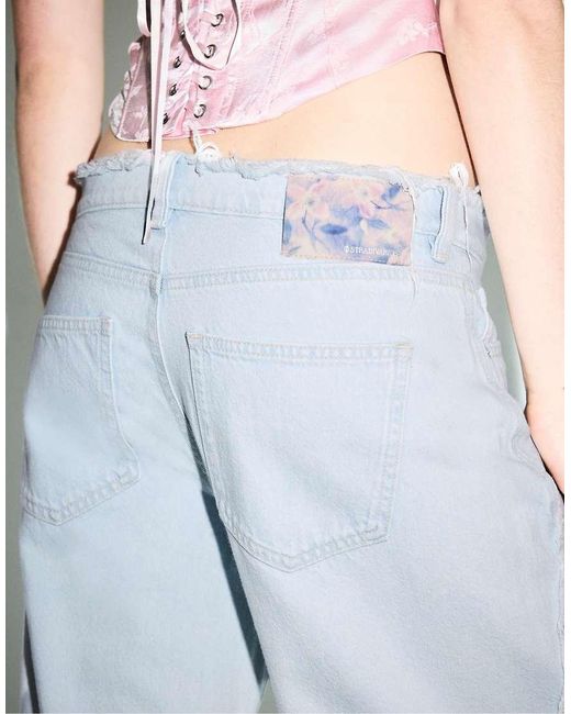 Stradivarius White Low-Waist Wide-Leg Rework Jeans