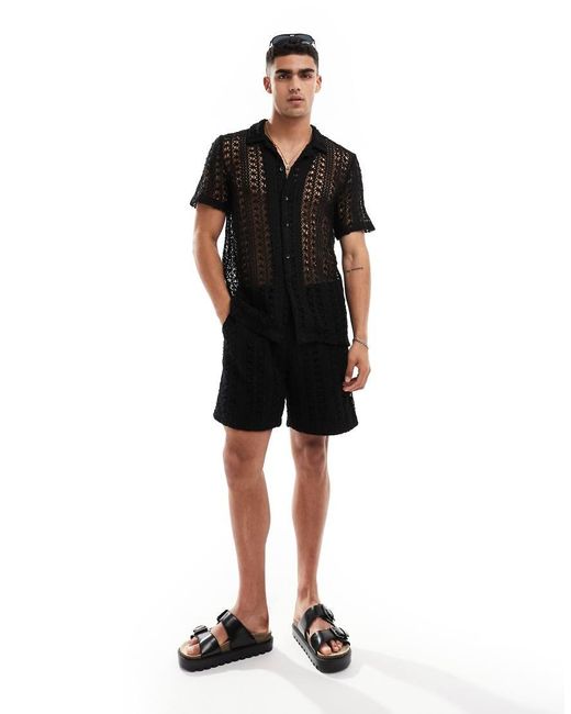 Pantalones Cortos Playeros Negros De Punto De Parte De Un Conjunto South Beach de hombre de color Negro Lyst
