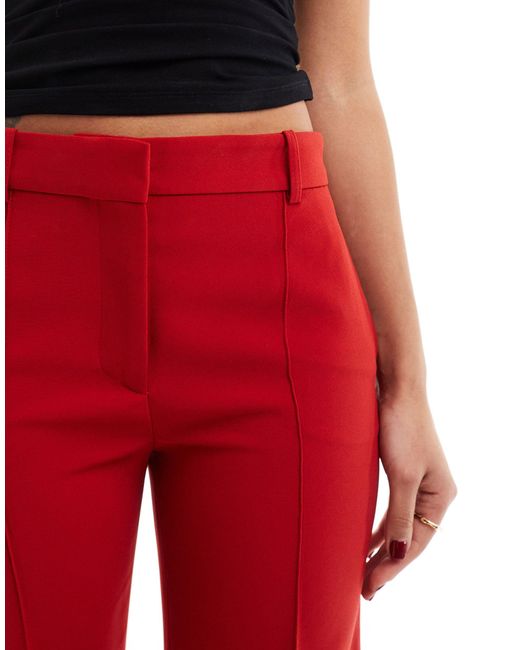 Mango Red Pintuck Tailo Flare Trouser