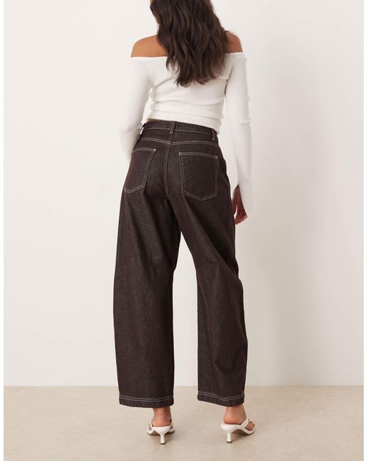 ASOS White Cropped Barrel Leg Jean