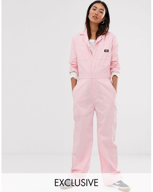 Dickies Pink Relaxed Boiler Suit With Woven Badge