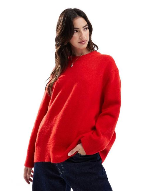 Stradivarius Red Round Neck Jumper