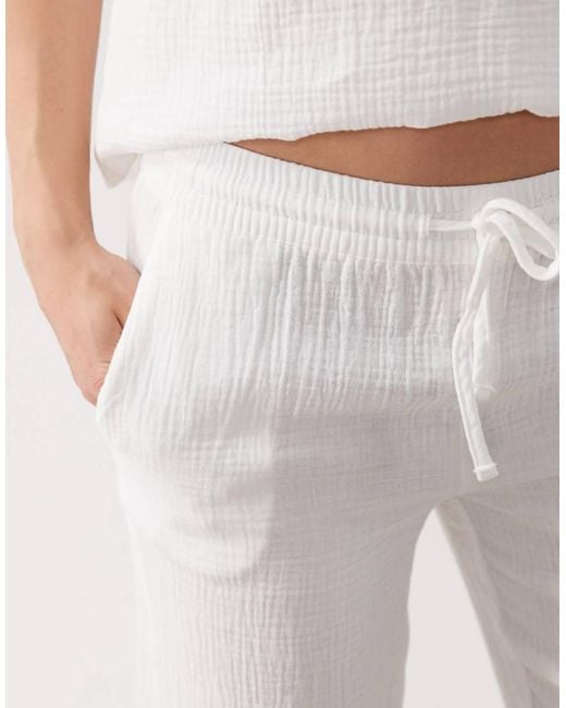 Jdy Natural Wide Leg Cheesecloth Trousers Co-ord
