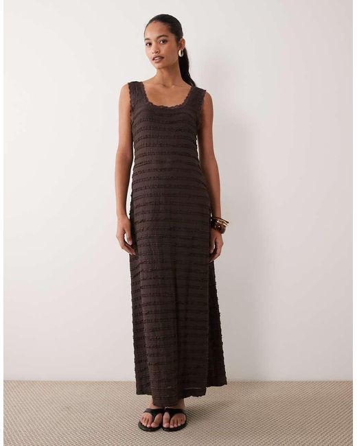Miss Selfridge Green Square Neck Textured Maxi Dress