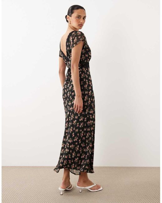 New Look White Ditsy Lace Trim Cap Sleeve Midi Dress