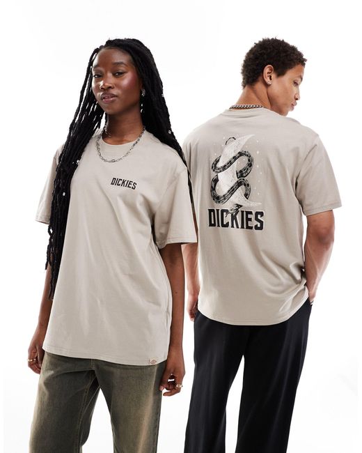 Dickies Natural Lake Oswego Short Sleeve Back Print T-shirt
