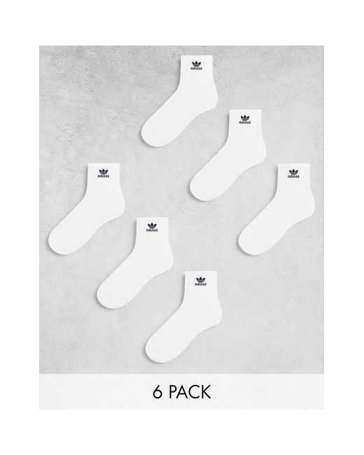 Adidas Originals White Trefoil 6-pack Quarter Socks for men
