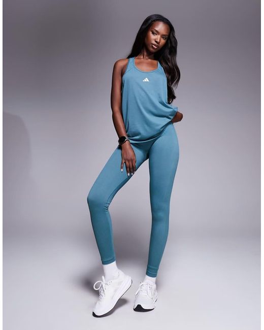 Adidas Originals Blue Adidas Training Knitted Full Length leggings