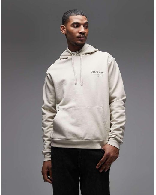 AllSaints Gray Underground Logo Hoodiewith Back Print for men