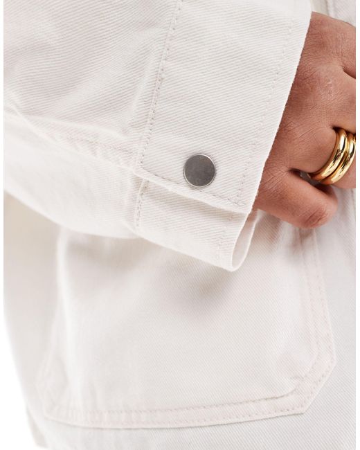ASOS White Asos Design Curve Cotton Twill Shacket With Pocket